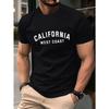 California Weat Coast Print Tee Shirts For Man Cotton O-Neck T Shirt Sport All-Match Top Summer Male New Loose Short Sleeve