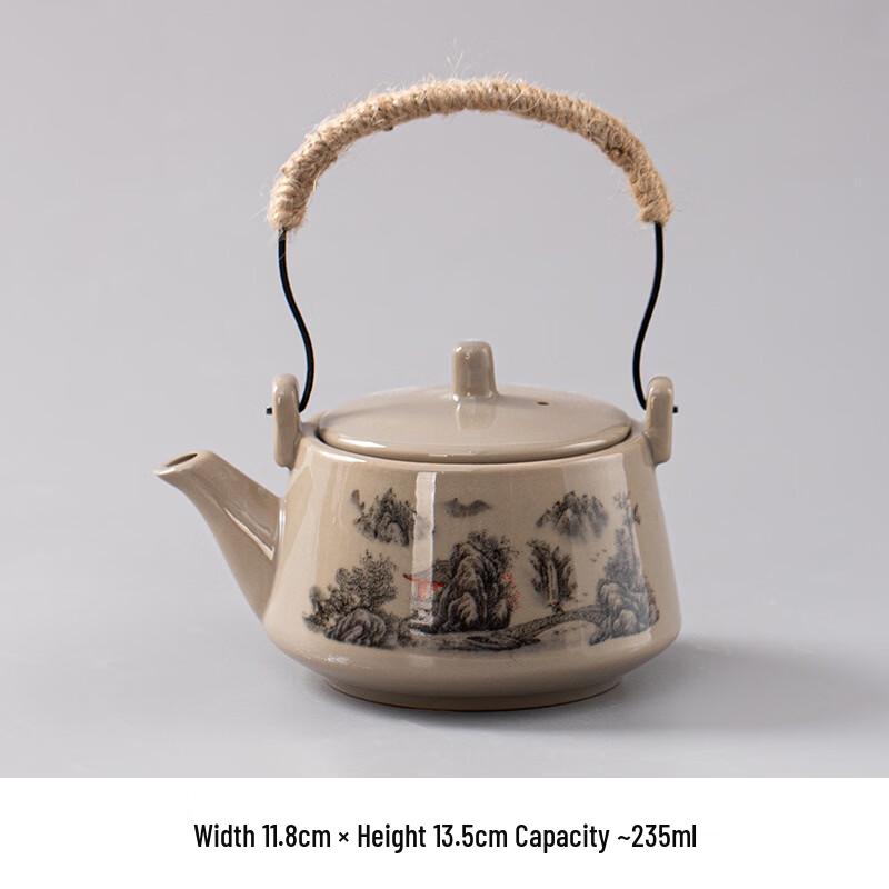 Lygil Ceramic Kung Fu Teapot with Overhead Handle