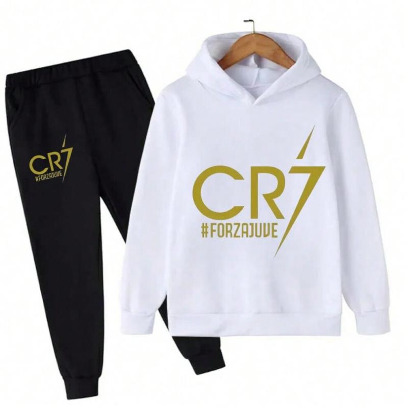 3-12 Jaar Kinderkleding Hoodie + Broek Pak 2-delige Set Jongens Trainingspak Lente Herfst Sweatshirt Set Voetbal CR7 Kinder Sportpak
