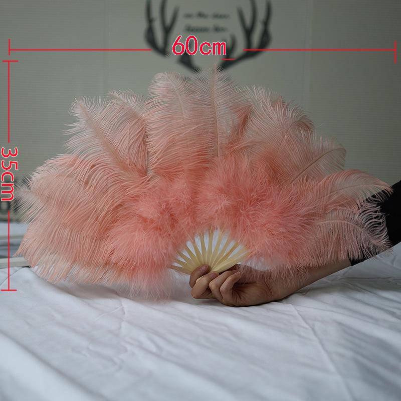 Colorful Ostrich Feather Folding Fan for Stage & Fashion Shows
