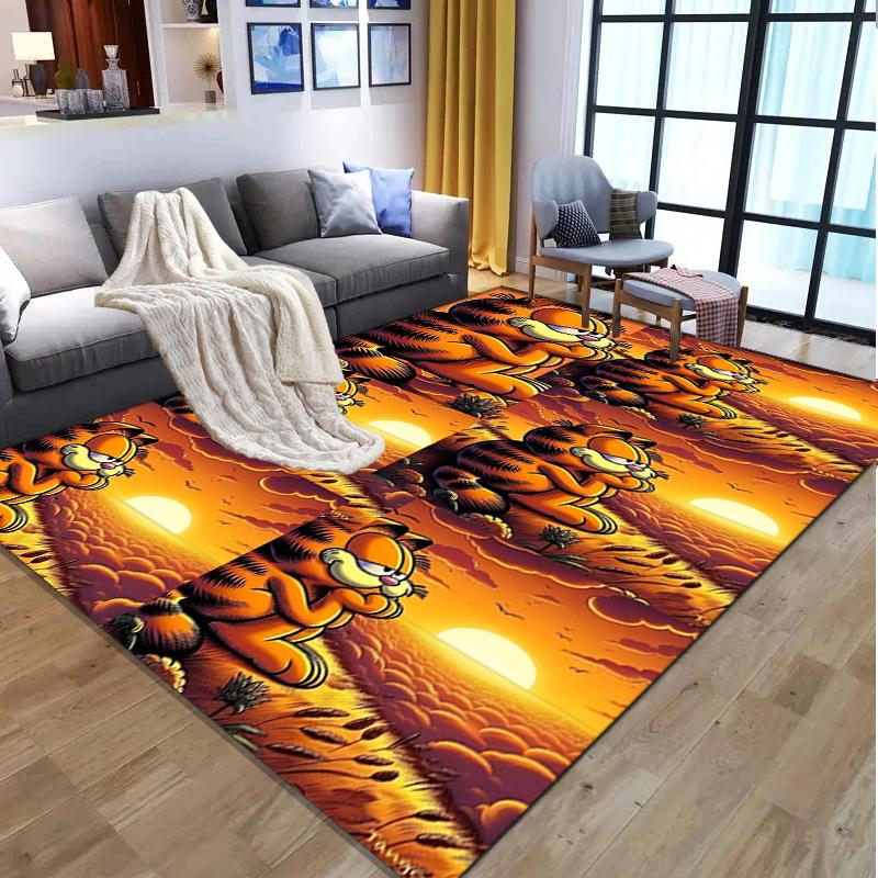 Tapete com Padrão Garfield, Tapete para Interior/Exterior, para Piquenique, Sala de Jogos, Quarto, Escritório, Sala de Estar, Tapete de Decoração para Casa, Presente de Aniversário