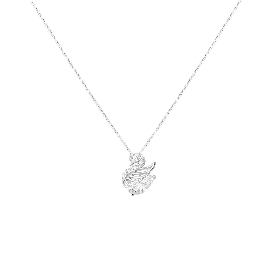 Fully diamond-encrusted Little Swan necklace for women, fashionable, light luxury, high-end, niche