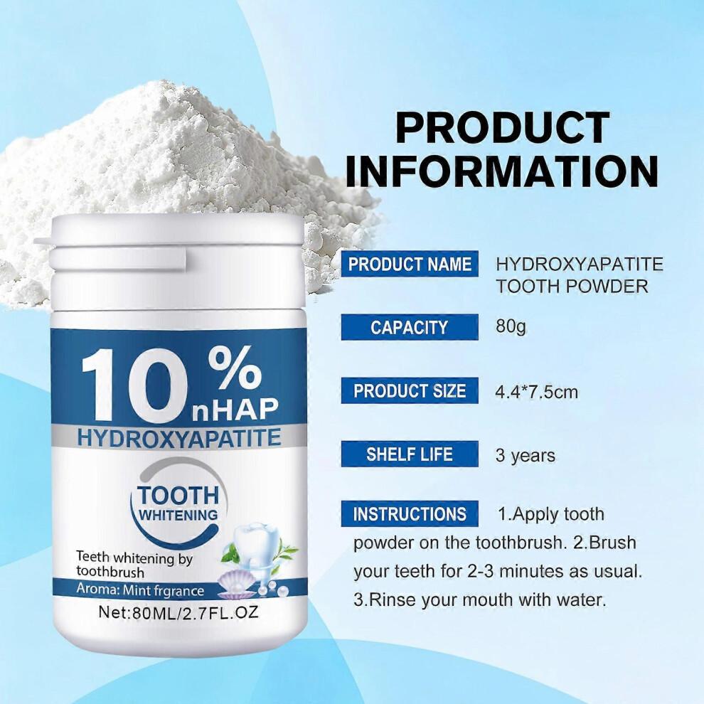 Microcrystalline Hydroxyapatite Powder, 10% Hydroxyapatite Tooth Powder Hydroxyapatites Toothpaste Powders, 80G