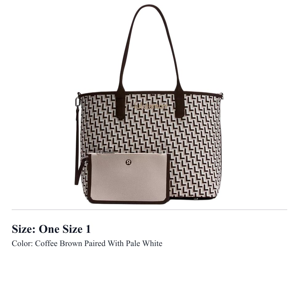 Lululemon Polyester Tote Bag, Shopping Bag, Shoulder Bag Regular Women's Coffee Brown & Antique White LW9FTQS-070353
