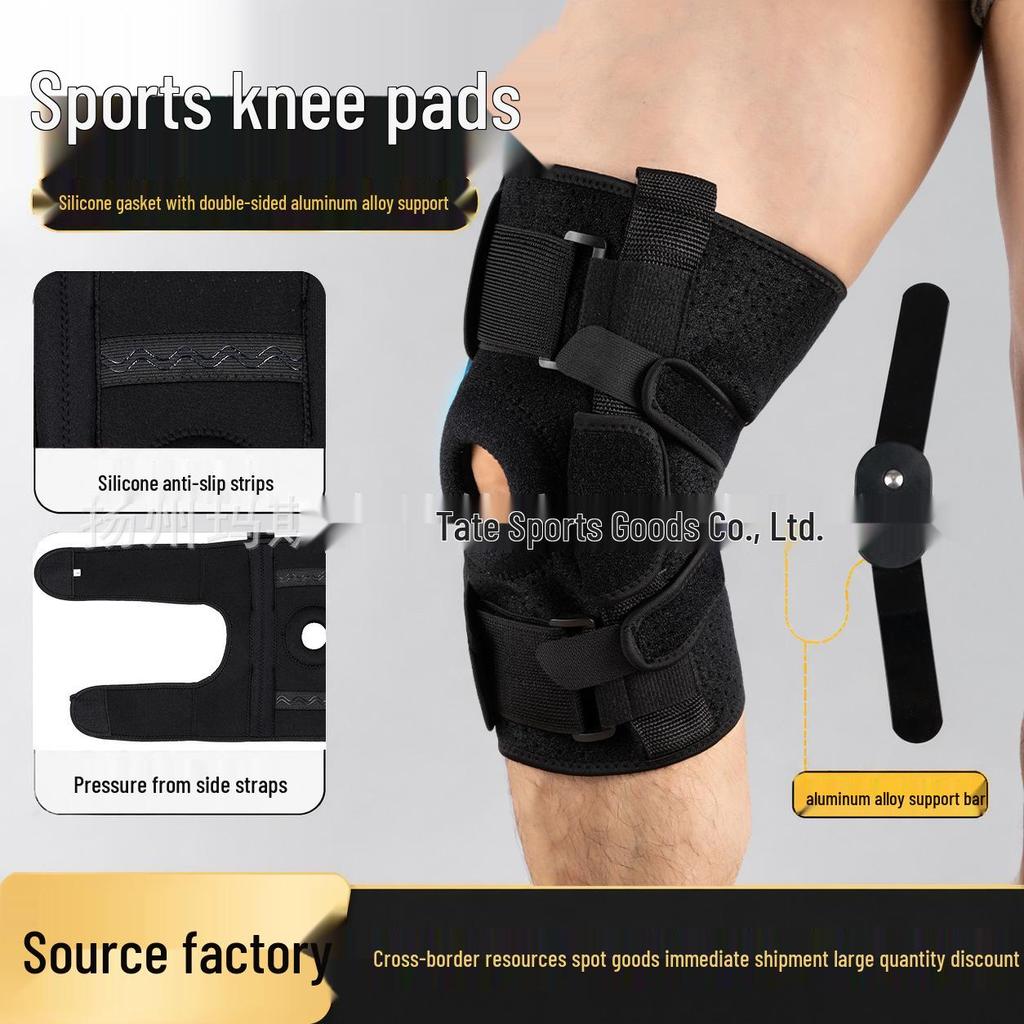 Adjustable Knee Brace with Silicone Protection & Spring Support for Running, Mountaineering, Weightlifting, Fitness