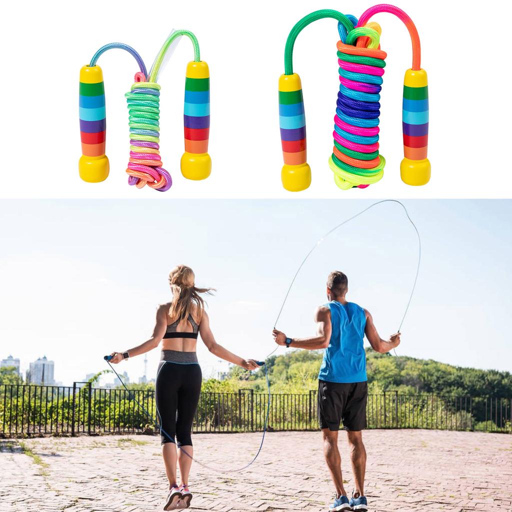 Adjustable Skipping Rope with Wood Handle and Woven for Girls and Boys, Skipping Rope Exercise Fat Burnings Gym Training