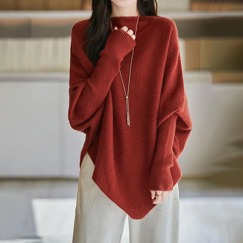 Sweter damski zimowy gruby ciepły dzianinowy z wysokim dekoltem elastyczny z długim rękawem oversize topy