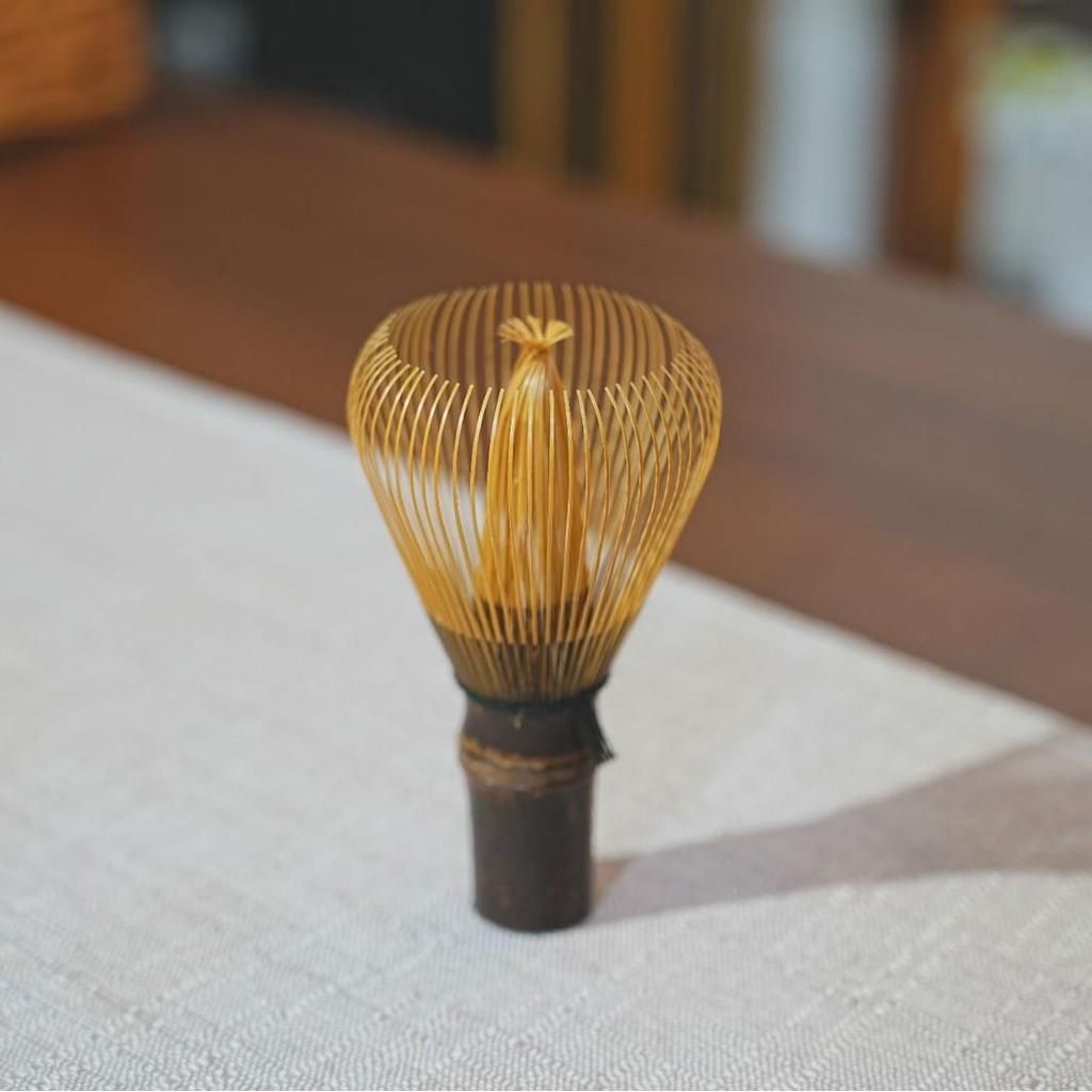 Sample Song Dynasty Matcha Ceremony Tool Set: Hundred-Pronged Bamboo Whisk, Chasen Stand, Tea Scoop, Stirring Brush