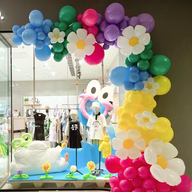 Sunflower Daisy Balloon Chain Birthday Arrangement Macaron Balloon Wreath Arch Set
