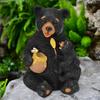 Solar Bear Lamp Figurine Weather-proof Outdoor Garden Yard Pathway Patio Lawn LED Honey Jar Bear Resin Statue Sculpture Decoration Light