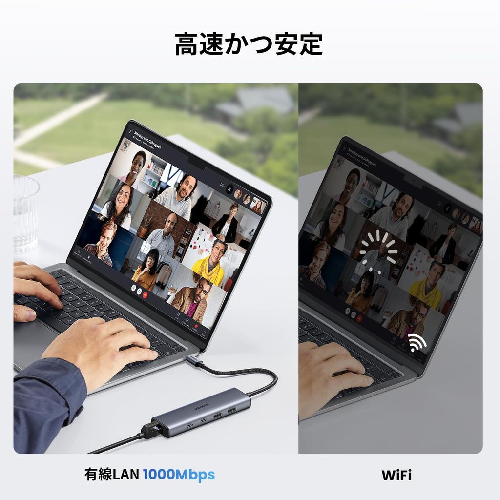 UGREEN USB C Wired LAN LAN Hub with LAN to RJ45 Gigabit Ethernet 10Gbps Super Fast 2 Type C 2 USB A Compatible with Mac and LAN Network Adapter