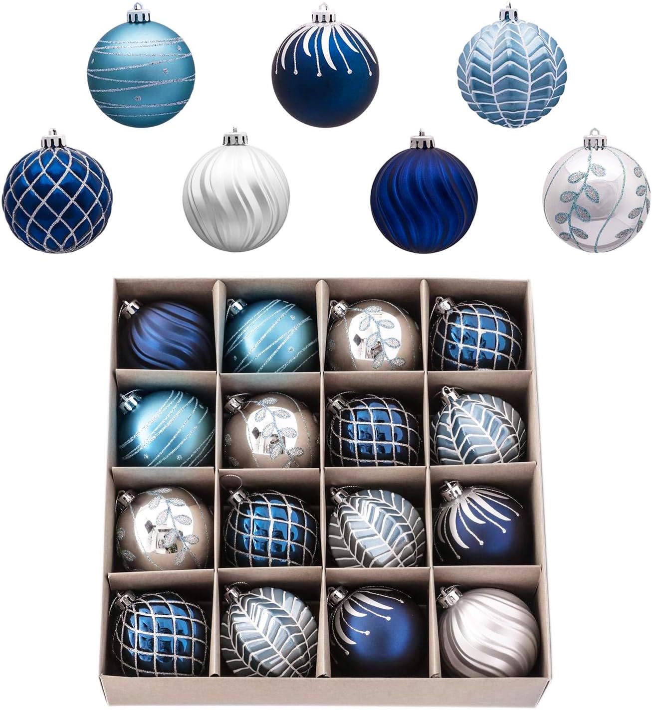 

Valery Madelyn Christmas Christmas Tree Pack of Silver and Blue Christmas Ball Stylish and Popular Trendy Christmas Tree Decorations Ornaments,