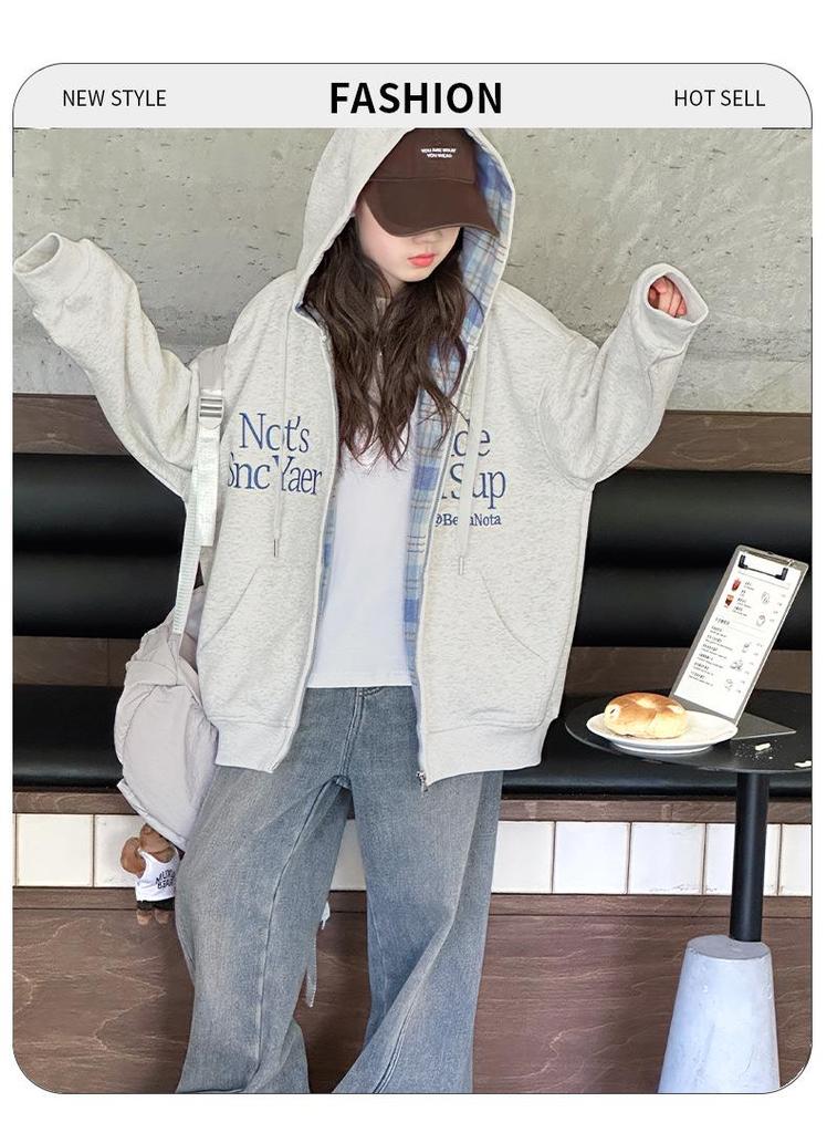 Girls' Korean-Style Hoodie Jacket - 2026 Spring/Autumn Casual Fashionable Hooded Top for Children