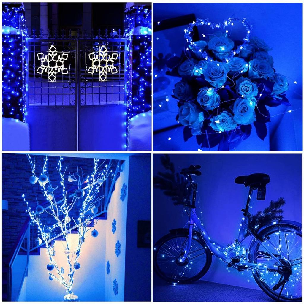 Outdoor String Lights 66ft 200LED String Lights, Waterproof Christmas Lights With Remote Control, Blue