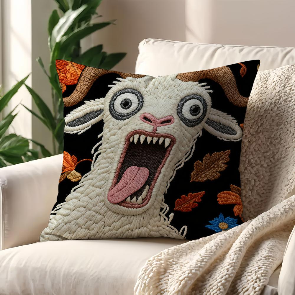 

Funny Spooky Goat Face cushion cover Best Home Office Coffee Pillow Sofa Printing Decoration Room Shop Car Nordic Simplicity Hit 55cm x 55cm