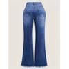 Women's Plus Size Stretch Micro Flare Embroidery Denim Jeans