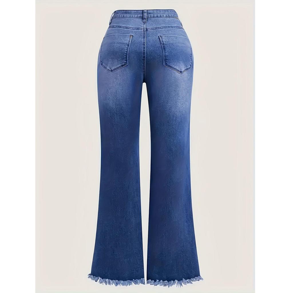 Women's Plus Size Stretch Micro Flare Embroidery Denim Jeans