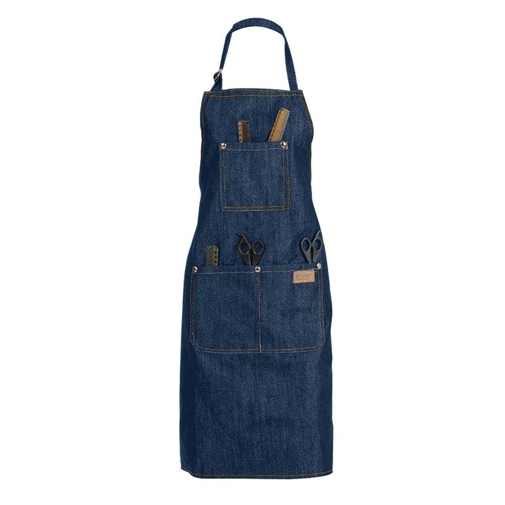 Waterproof Denim Apron Uniform with Pockets Barber Cloth Wrap Salon Working Clothes  Beauty Nails