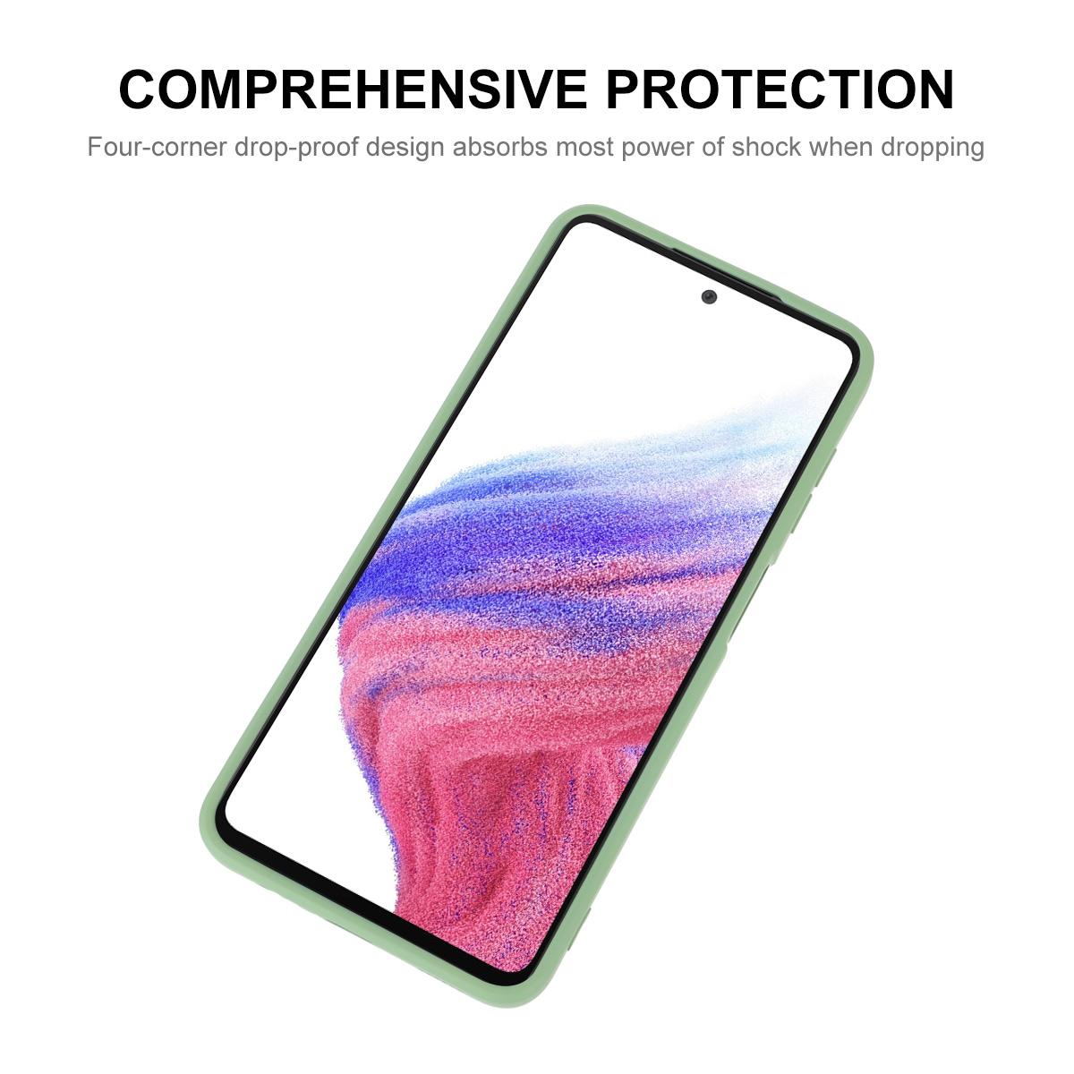 

ENKAY HAT PRINCE Liquid Silicone Case for Samsung Galaxy A53 5G,Drop Resistant Straight Edge Design Camera Protection Lens Protector Cover Light Green