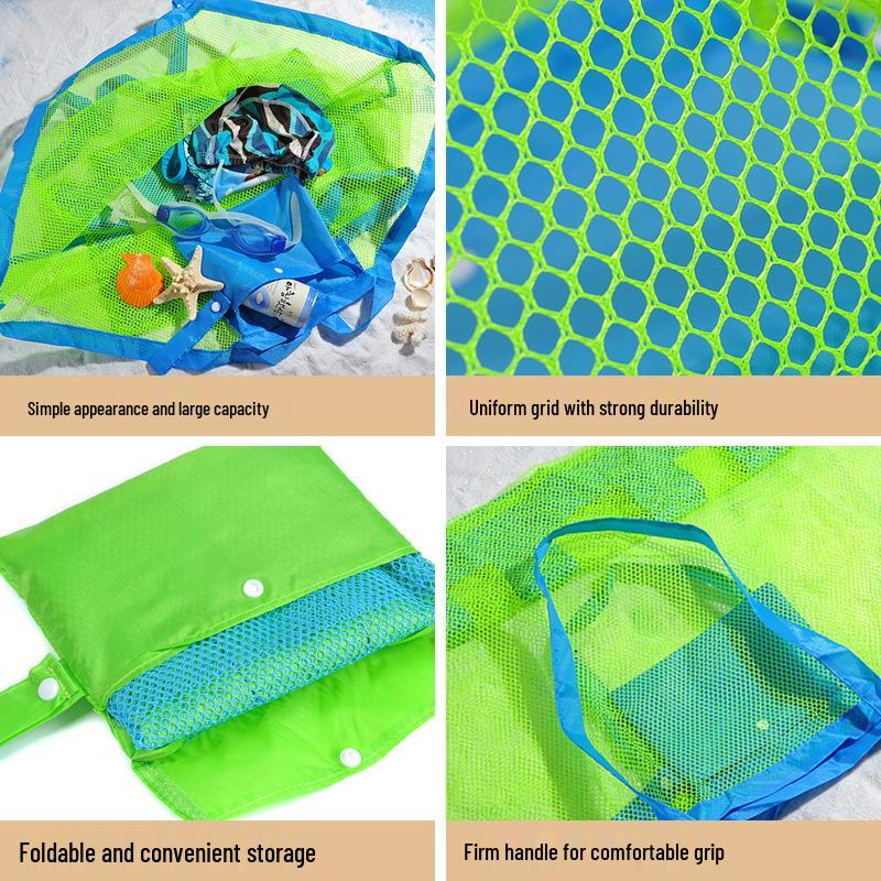 Foldable Mesh Beach Bag for Kids' Toys & Sand Tools - Quick Storage Solution