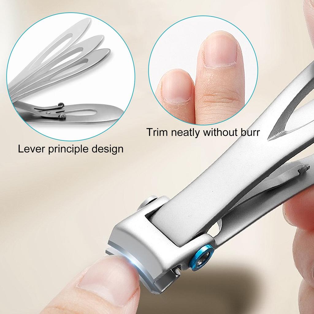 7-in-1 Professional Nail Care Kit, qipuneky, 18mm Opening Nail Clipper, Anti-Slip Stainless Steel, Black/Silver