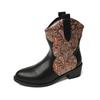 Große Größe spitz zulaufender dicker Absatz Retro-Farbabstimmung bedruckte kurze Stiefel Martin-Stiefel neue vielseitige Mode-Stiefel