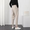 Men's Summer Cuffed Cropped Casual Pants with Drape Fit, Velcro Waistband, and Suit-Style Design