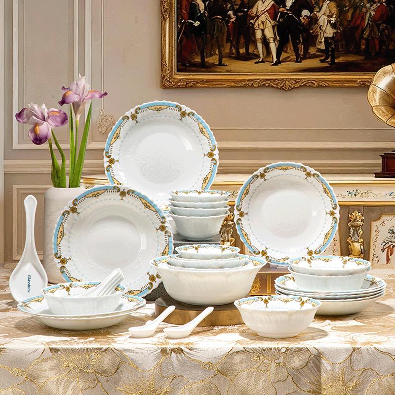 GLASSLOCK Rococo 30-Piece Heat-Resistant Glass Tableware Set
