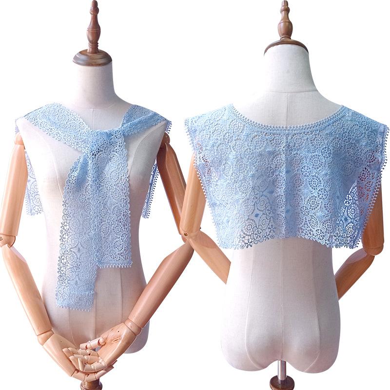 

Temperament Modeling Hollow Lace Scarf Small Shawl Scarf Intellectual Beauty Small Fresh Versatile Decorative Vest College Style небесно-голубой