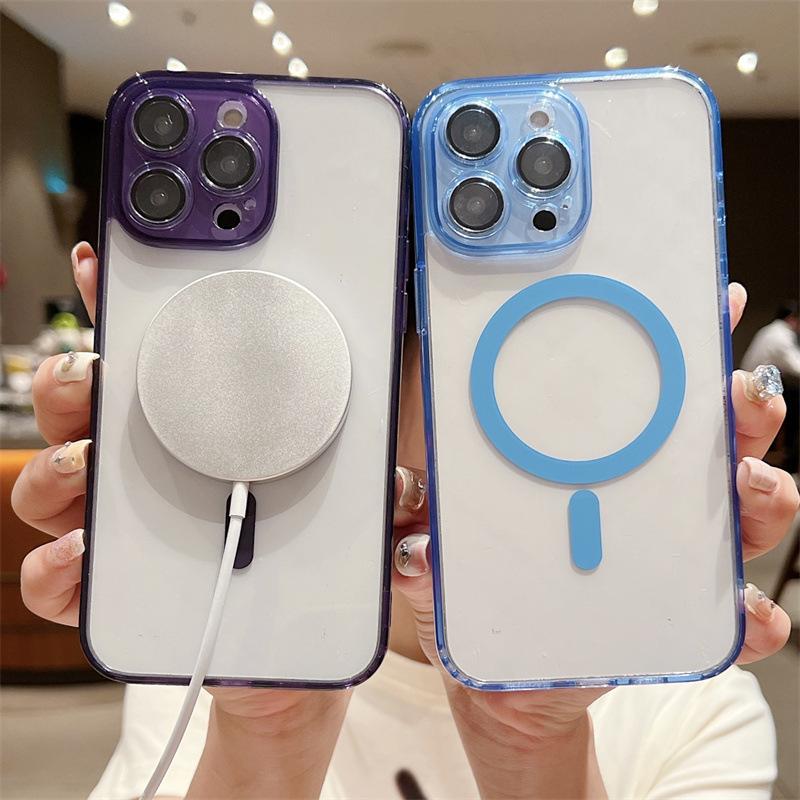 For Apple 16/15PM Phone Case IP14 Protective Case 13pro Acrylic 12 Magnetic 11 with Lens Integrated
