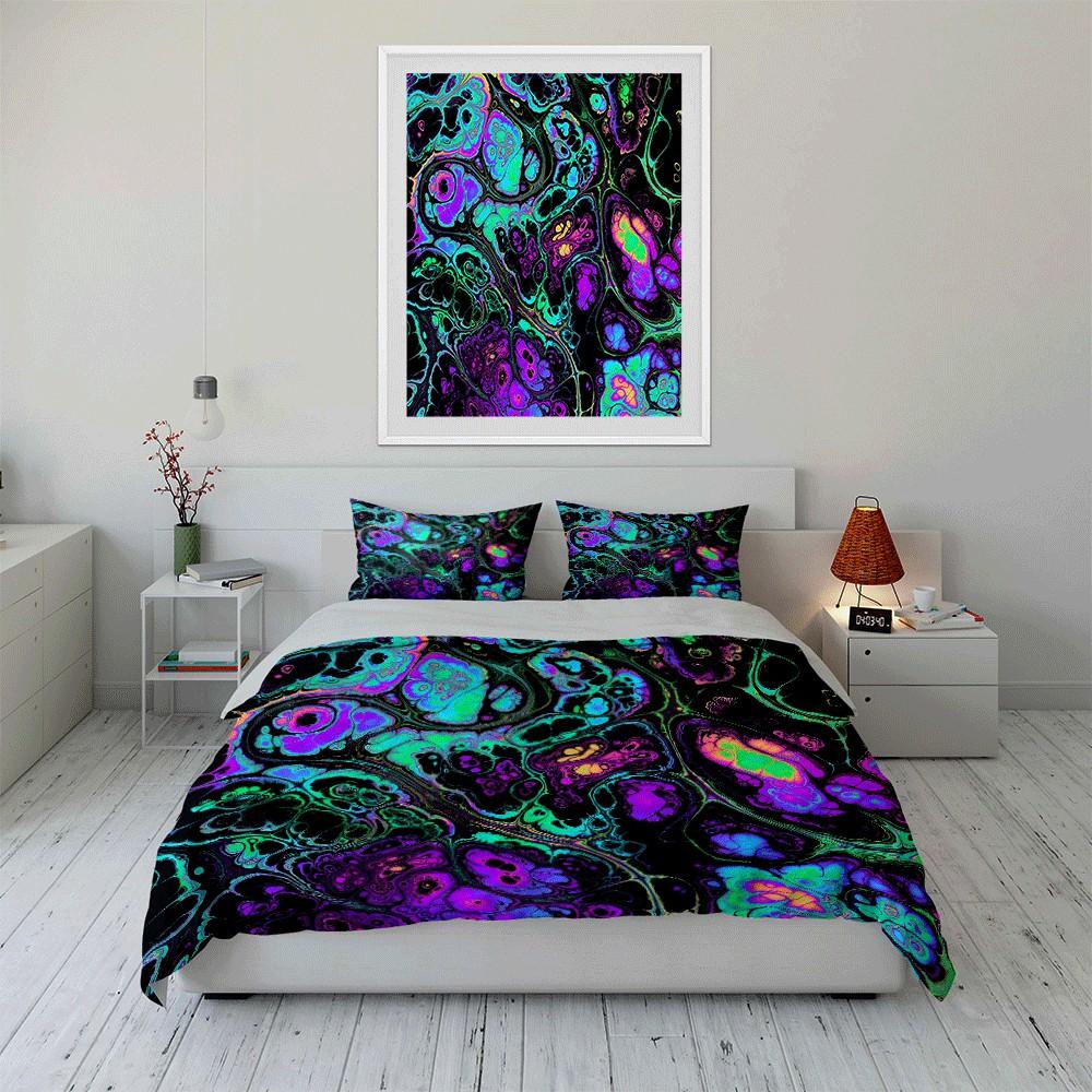 Psychedelisches Muster Dreiteiliges Set Exquisites Dreiteiliges Bettwäscheset Geschenk Für Kinder Und Erwachsene