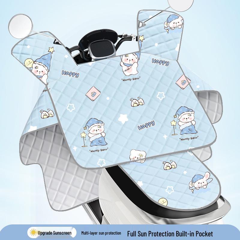 Summer Sunshade & Sun Protection EV Windshield & Handle Cover - Breathable, Oxford Cloth, Windproof for Electric Bicycles