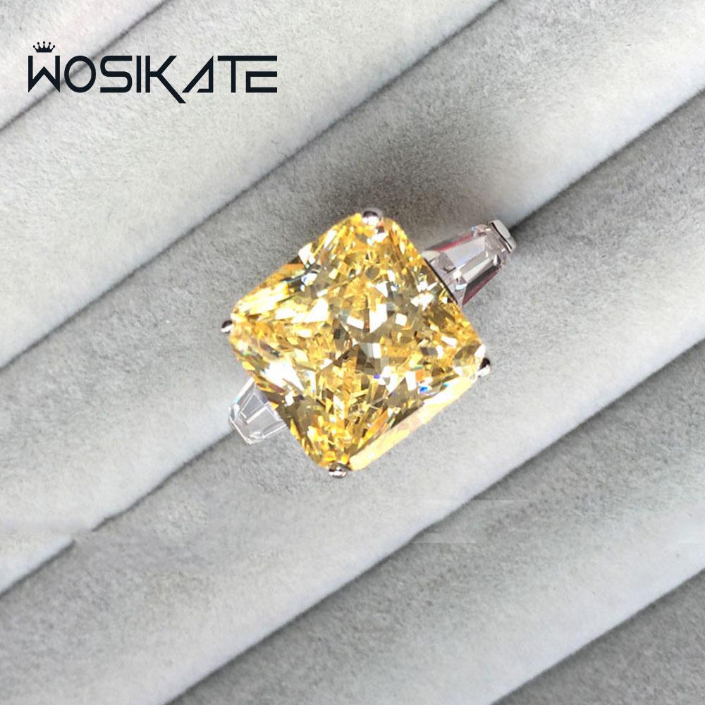 Wosikate Sparkling Princess Square Zirconia Engagement Ring For Women Copper Plated Fashion Jewelry Adjustable Finger Ring