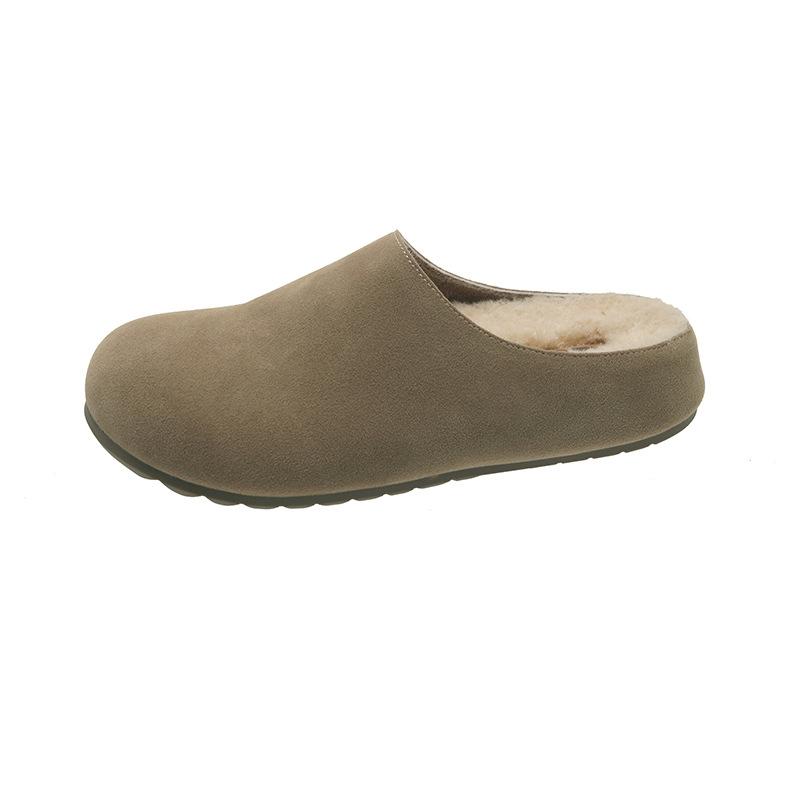 Thick-bottomed Semi-towed Fluffy Slippers for Women To Wear New Autumn and Winter One-pedal Piled Cotton Slippers