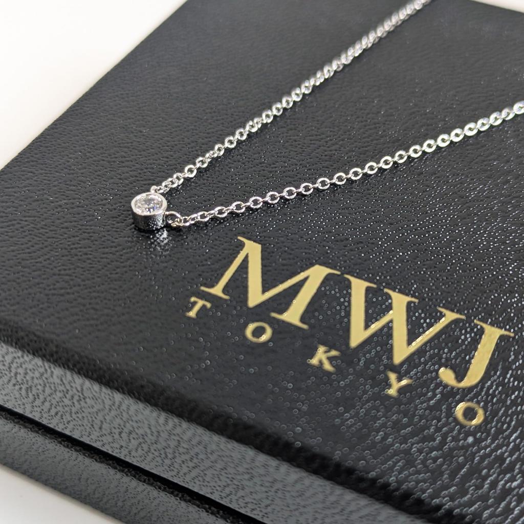 [MWJ TOKYO] Women's Magnetic Necklace, Stylish Single Pendant with Stone, Birthstone, Silver, Casual Jewelry, Gift, Zirconia, Solitaire Necklace