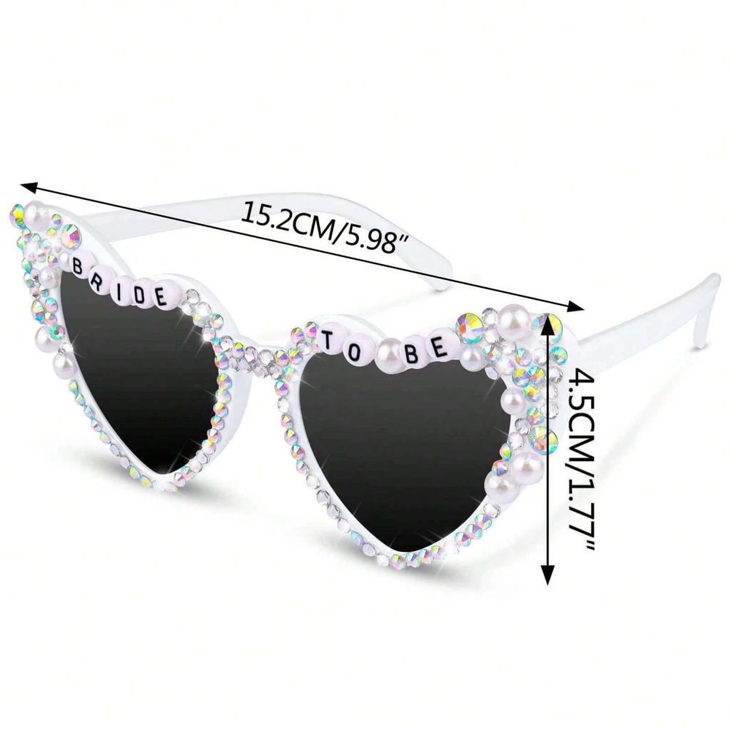 A Must-have for Singles Parties! Bridal Heart-shaped Sunglasses: Women's Fashionable Sunglasses, Bridesmaid Photography Artifact, Preferred Party Gift