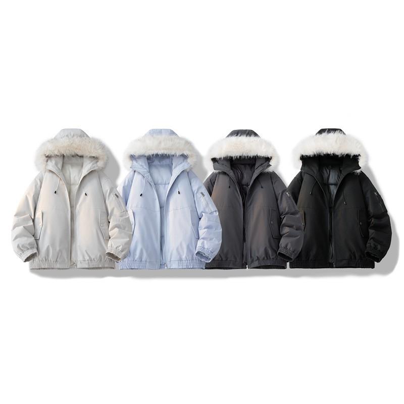 Parker Workwear Cotton Clothing Men and Women Section of The Fall and Winter Hair Collar Cotton Jacket Thickened Couple Models Hooded Cotton Jacket