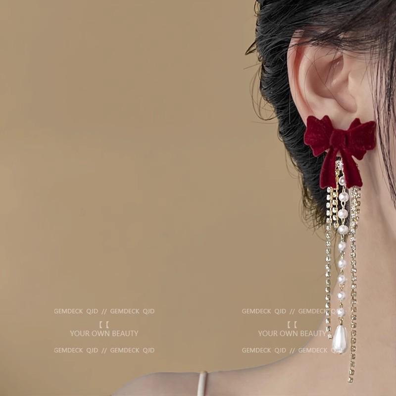 Elegant Long Tassel Full Diamond Earrings for Evening and Banquet