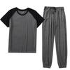 Spring and Summer Mens Pajamas Suit Modal Short-sleeved Trousers Thin Plus Fat Large Size Relaxed Fit Home Clothes