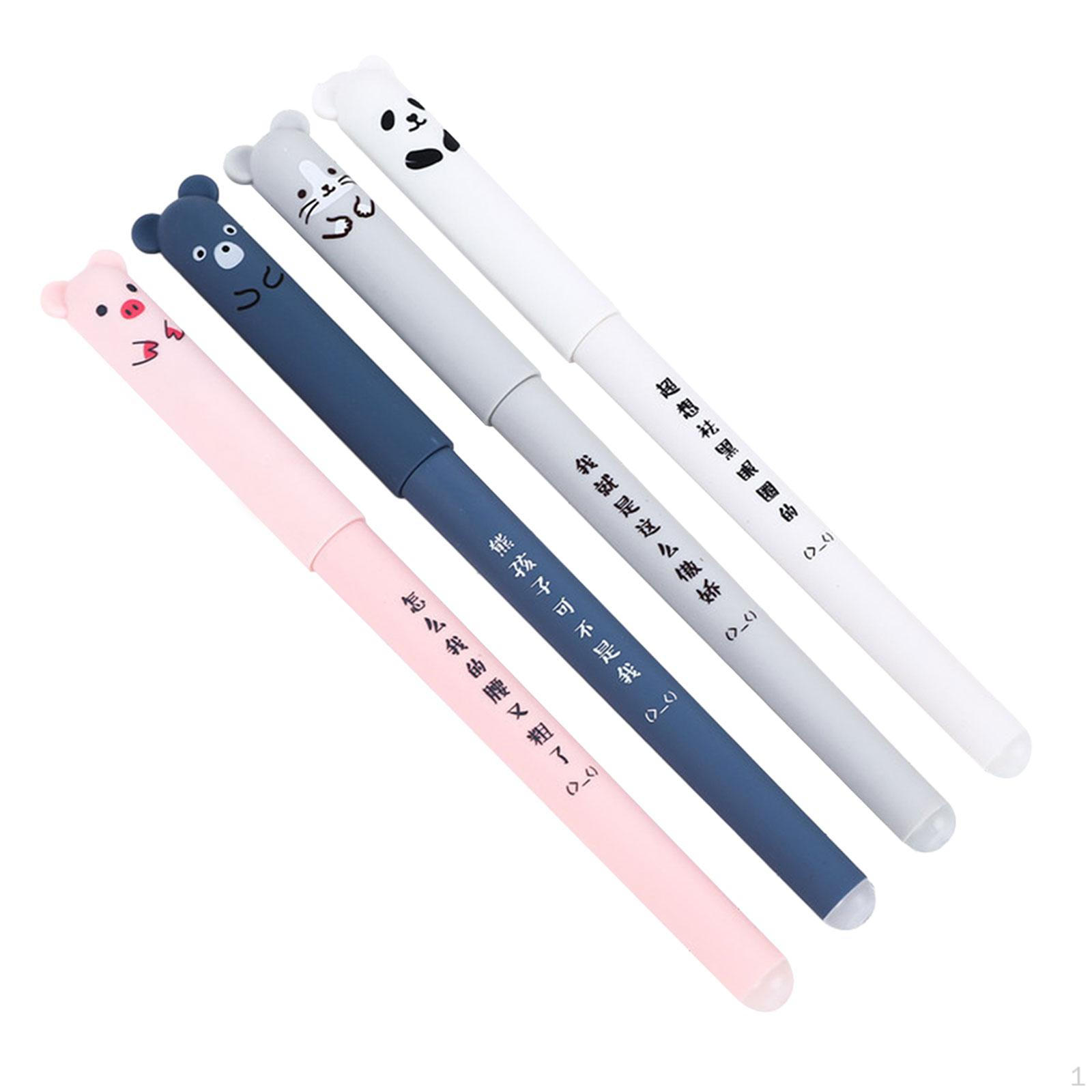 

4x мультяшная стираемая ручка для студентов, портативная детская для школьного офиса, черная