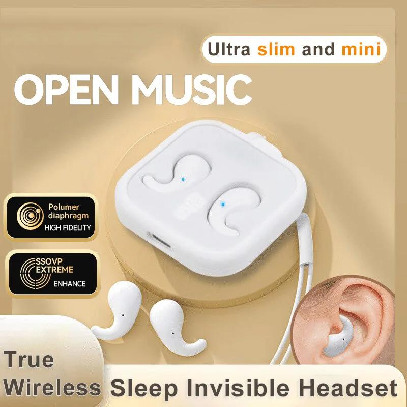 Wireless Sleep Invisible Headphones Bluetooth 5.4 Mini Earbuds Noise Cancelling Waterproof Stereo With Mic Earphones
