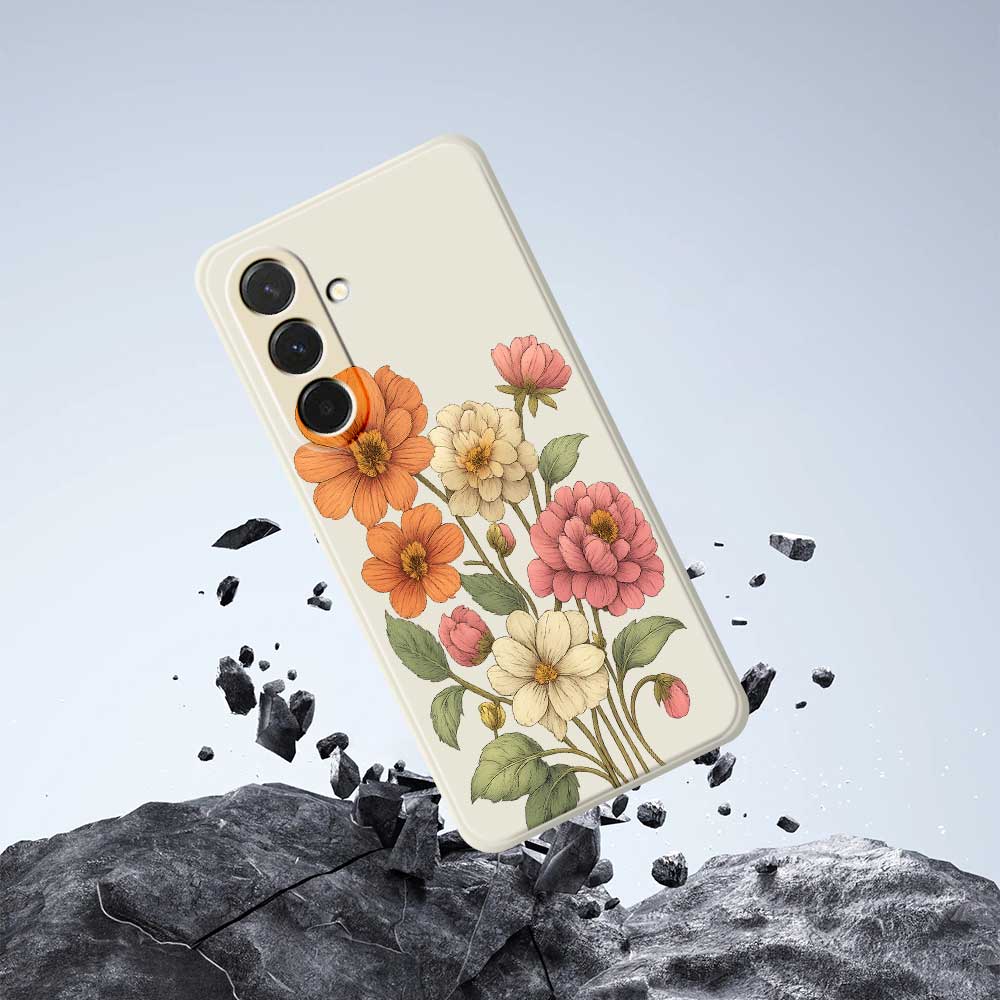 For Samsung Galaxy A36 5G Case Beautiful Flowers Pattern Printing Straight Edge TPU Phone Back Cover