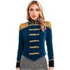 Giacca Cappotto di Velluto da Domatore di Circo per Donna Costume di Halloween Cosplay Collo Alto Spallina Frangiata per Gioco di Ruolo