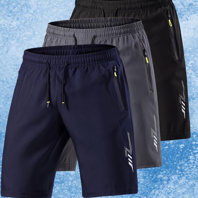 Herenijs Zijdevezel Stof Atletische Shorts - Zachte Comfortabele Stof met Bliksemflits Print, Elastische Tailleband & Trekkoord, Zijzakken