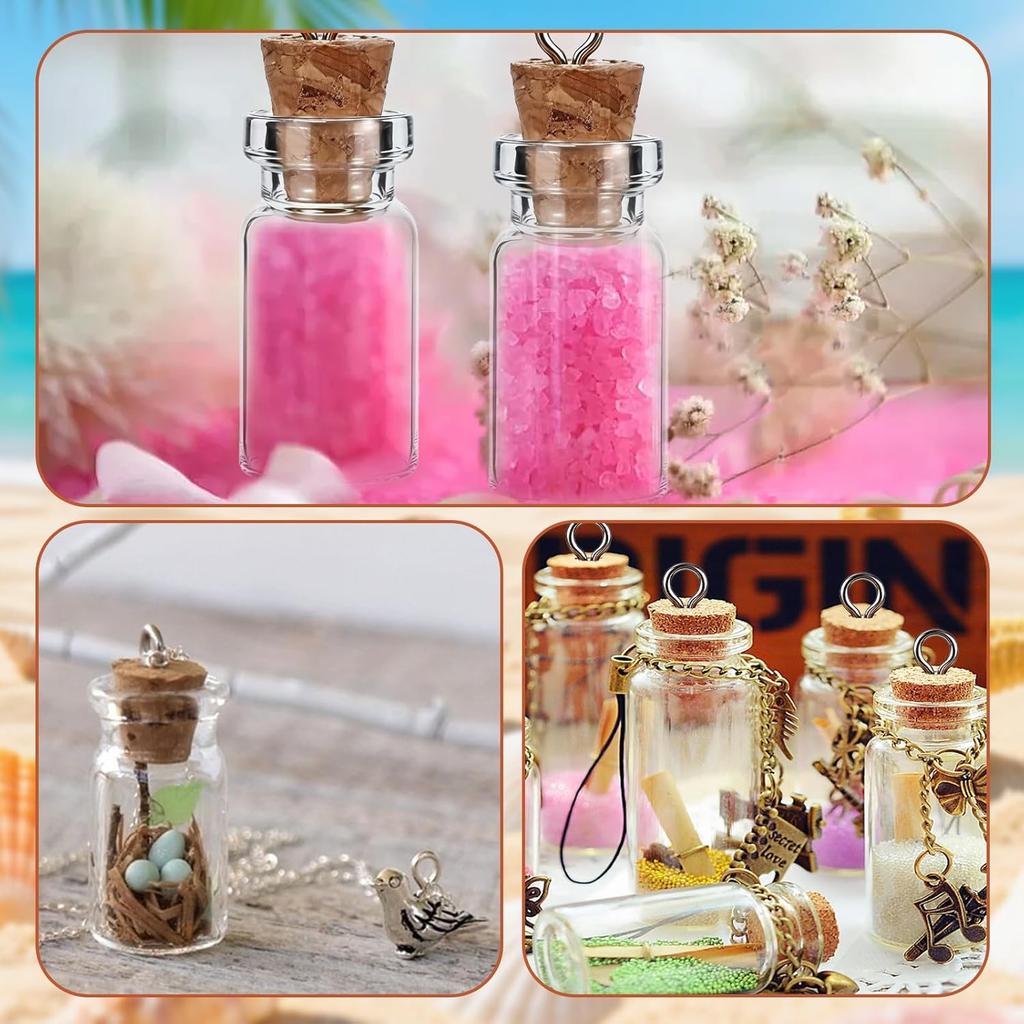 16 Pcs Mini Glass Bottles with Cork Stoppers - 1.5ml Small Empty Containers, Tiny Glass Jars with Lids, Spell Jars ing Bottles Message Glass Bottles