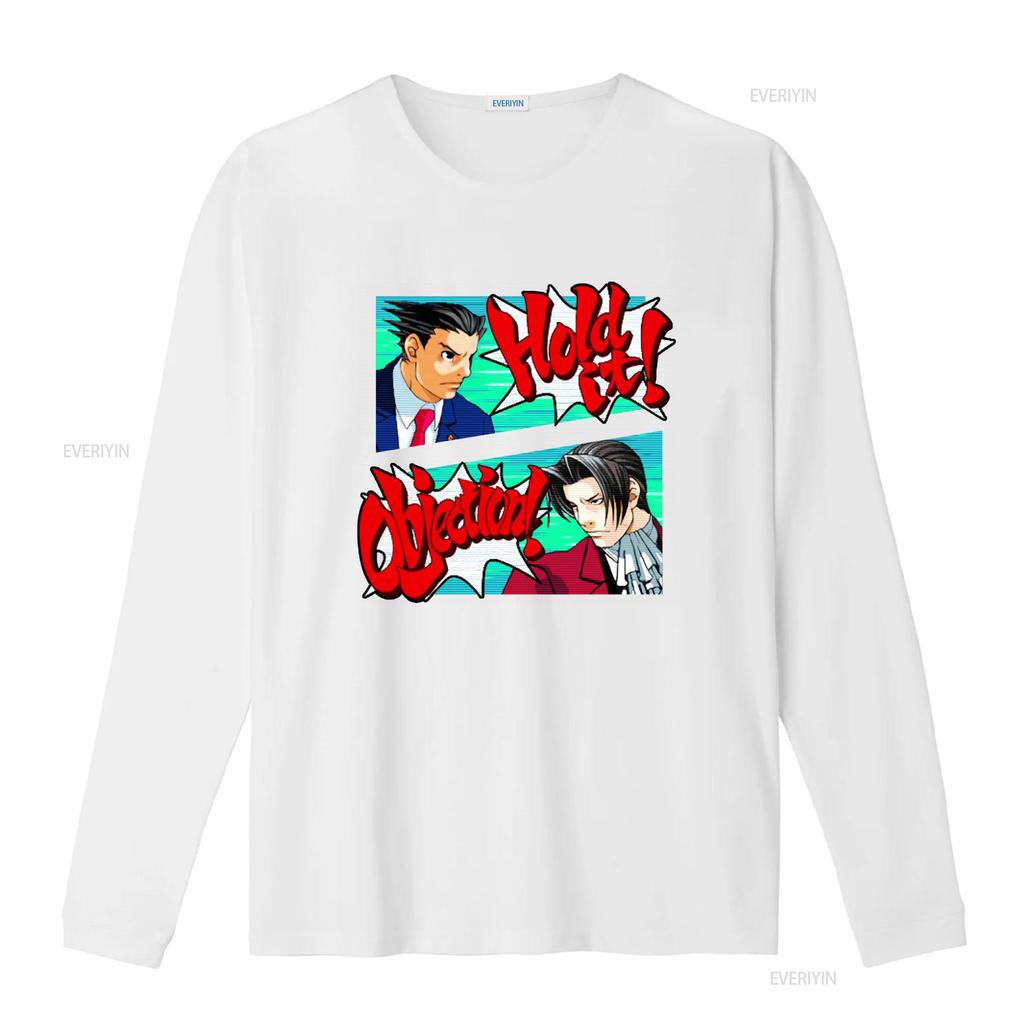 Ace Attorney Phoenix Wright Objection Hold It Koszulka do druku vintage Sprana Miękka Rozciągliwa Oddychająca Wszechstronna