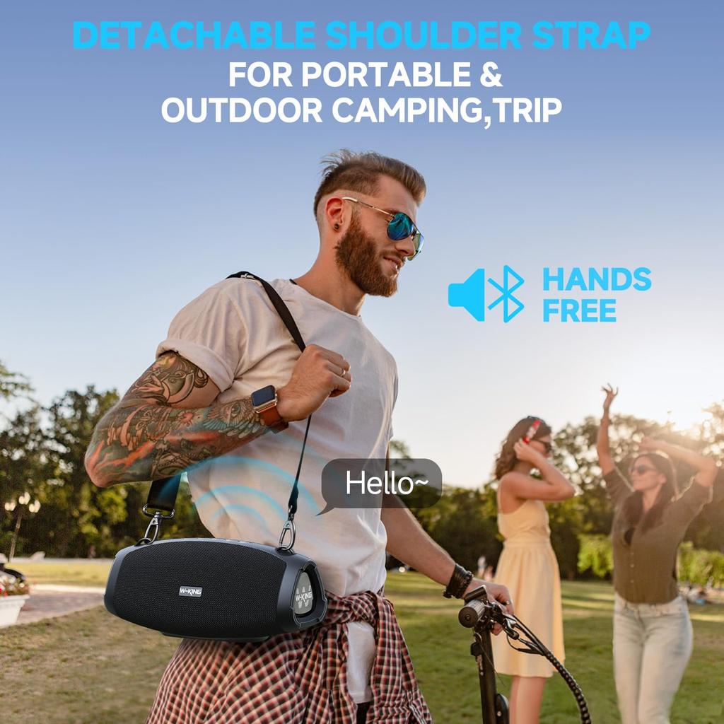 120W MAX 70W RMS Bluetooth Speaker with Deep IPX6 Waterproof and Dustproof Wireless Loud Portable Wireless Outdoor 42 Hours of Continuous Call Support