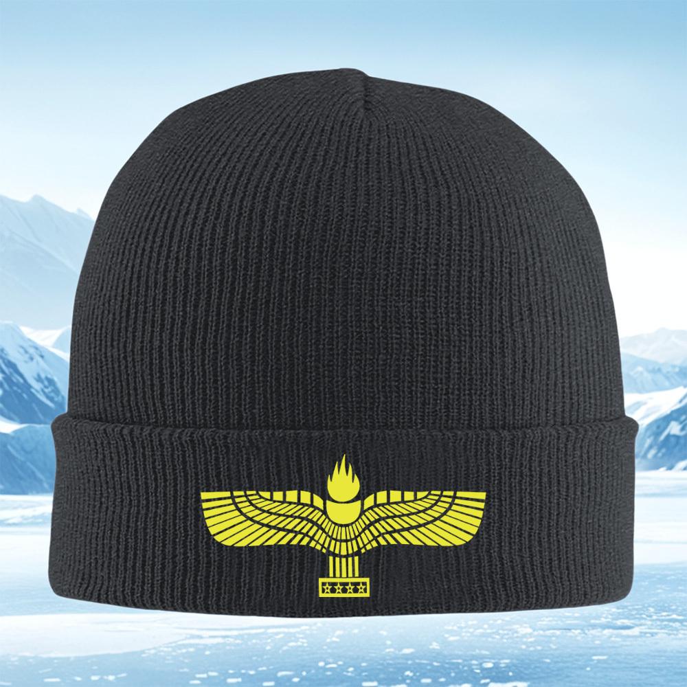 Wings sun flame stars symbol Men Women Unisex Knitted Hat Beanie Pullover Cap Winter Thermal Warm Christmas Outdoor Cycling Hiki