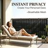 Balcony Privacy Screen, Outdoor Sunshade Fabric, Garden Fence Cover, Apartment Railing Protector with Rope Tie-Downs - Black