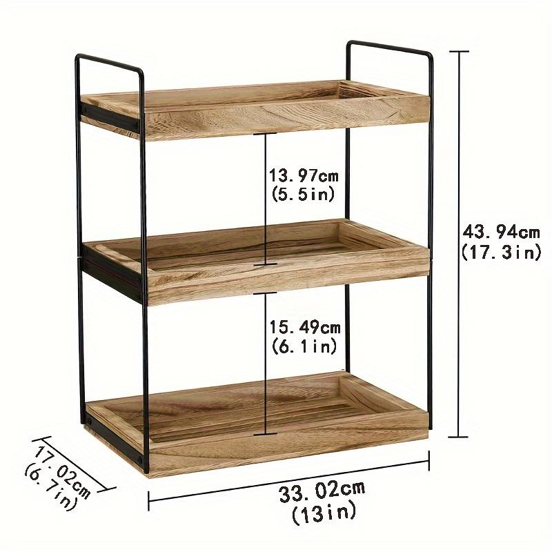 

1 шт. 3-х уровневый деревянный органайзер для ванной комнаты, органайзер для столешницы в ванной комнате, полка для комода, косметический органайзер, полка для кухонных специй